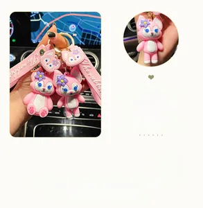 Adorable pink cartoon fox LinaBell silicone keychain and decorative bag charm gift accessory.