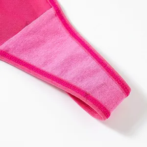 High-quality breathable pink mesh thong panties featuring detailed reinforced stitching