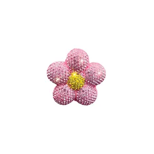 Glittering rhinestone pink daisy flower car air vent aromatherapy diffuser clip