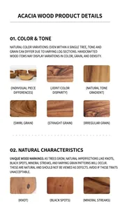 Macro view of natural acacia wood textures showing grain variations and knots