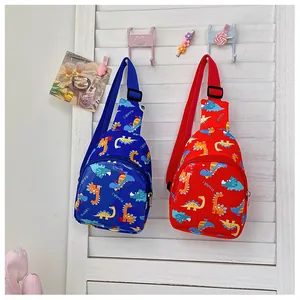 Playful kids cartoon dinosaur chest bag with adjustable strap, perfect for outdoor outings