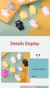 Close-up of various cute animal mochi squishies in vibrant colors for stress relief.