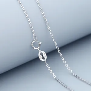 High-quality S925 sterling silver necklace chain with classic spring ring clasp detail