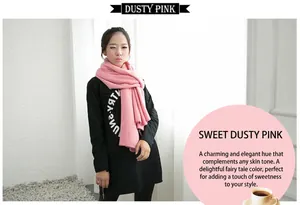 Soft dusty pink imitation cashmere scarf for women, perfect for autumn and winter