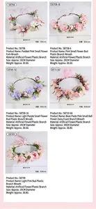 Multiple variants of artificial flower headbands with detailed product specifications