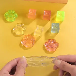 Creative Cat Paw Ice Cube Squishy Toy TPR Transparent Stress Relief Fidget Toy For Kids Adults Office Desk Decor