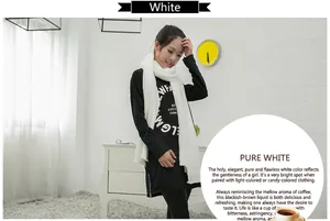 Soft pure white imitation cashmere scarf worn by a model in a cozy indoor setting