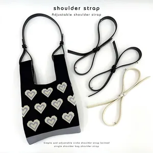 Adjustable Bag Strap Replacement For Women Niche Design Knitted Shoulder Strap PU Leather Crossbody Bag Accessory Solid Color Belt