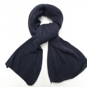 Premium soft dark navy blue imitation cashmere knitted scarf for autumn and winter warmth