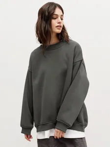 Women's dark grey oversize crewneck sweatshirt with dropped shoulders