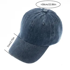 Gewaschene dunkelblaue Baseballkappe mit 58 cm Kopfumfang und 7 cm Krempe Detail