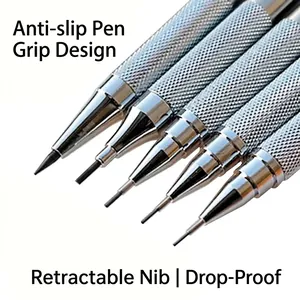 Profi-Druckbleistift-Set aus Metall mit rutschfestem Rändelgriff und Minenschutzrohr