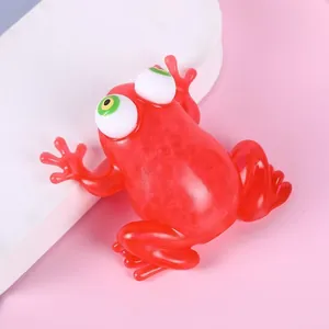 Fun red TPR squishy frog stress relief toy with large bulging eyes for anxiety relief
