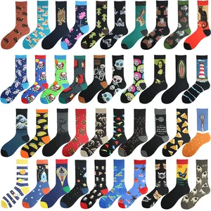 Fashion Novelty Crew Socks For Men Women Cotton Blend Funny Animal Art Food Space Printed Casual Mid Calf Socks
