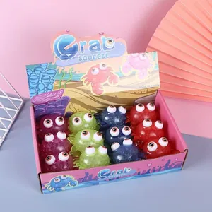 Creative TPR squeeze big-eye crab squishy toys set in a colorful retail display box