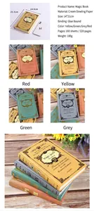 Quaderni vintage A5 a tema libro magico in vari colori con specifiche tecniche