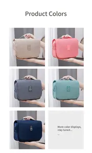 Professional large capacity waterproof hanging travel toiletry bag shown in five vibrant colors