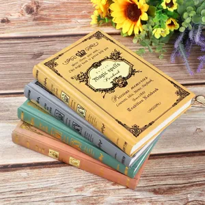 Vintage European style magic spells thickened A5 notebook with classical floral patterns