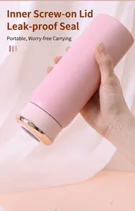 Detail of pink 304 vacuum insulated water bottle with leak-proof screw cap
