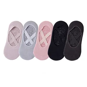 Non-slip yoga socks for women with cross straps and grip soles in 5 colors