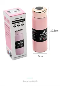Detailed view of pink 304 stainless steel vacuum insulated cup with retail packaging
