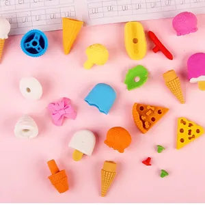 Gomme creative a forma di cibo 3D per bambini, set di gomme per dolci e pizze