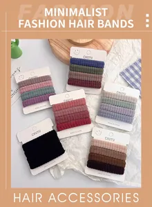 Detailed view of seamless high-elasticity hair ties in various Morandi colors set