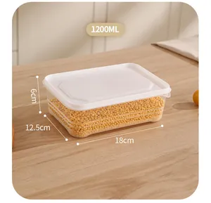 Contenedor de alimentos cuadrado hermético 1200ML con medidas 18x12.5x6cm vista de detalle