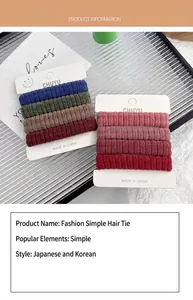 Detailed view of soft ribbed high-elastic hair ties presented on white display cards.