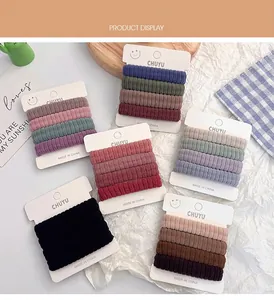 Detail view of thickened seamless high-elastic hair ties in various Morandi colors.
