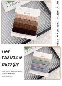 Detailed close-up showing the soft ribbed texture of colorful elastic hair ties sets