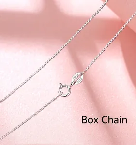 Close-up of S925 sterling silver box chain with ITALY stamp detail