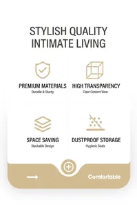 Infographic showing four key features of the transparent grain storage container.