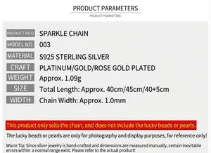 Detailed product parameters and technical specifications for S925 sterling silver necklace