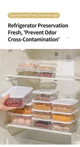 Recipientes herméticos apilables de plástico para comida y cereales en la nevera