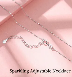 Close-up of S925 sterling silver adjustable full stars chain necklace clasp