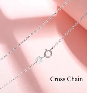 Close-up view of a S925 sterling silver cable chain necklace with Italy hallmark stamp