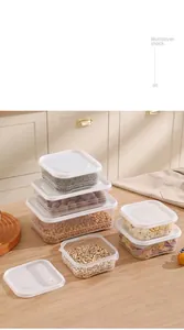 Recipientes apilables de plástico transparente para granos y snacks de cocina