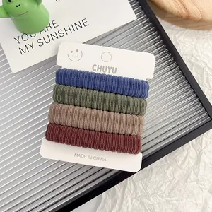 High elasticity ribbed hair ties in four colors for thick ponytails and durable styling