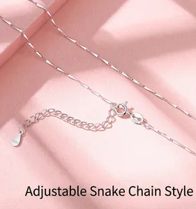 Close-up of S925 sterling silver adjustable melon seed chain link and extension