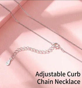 Detailed view of the S925 sterling silver adjustable curb chain extension
