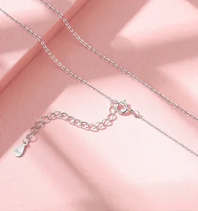 Close-up of S925 sterling silver adjustable O-chain with spring clasp and extension