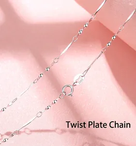 Detailed macro view of S925 sterling silver twisted bar chain necklace jewelry