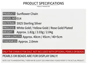Specifiche dettagliate collana a catena girasole in argento sterling S925 donna