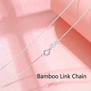 Close-up of S925 sterling silver bamboo link chain necklace showing clasp details