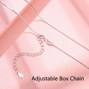 Close-up detail of the S925 sterling silver necklace with adjustable extension chain links