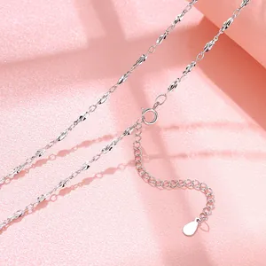 Detailed macro view of S925 sterling silver melon seed chain with adjustable extension