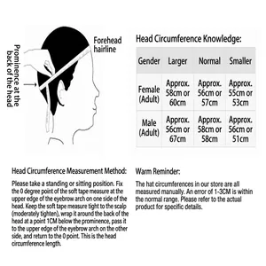Guide for head circumference measurement to find the perfect bucket hat size.