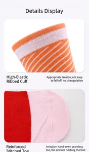 Detailed view of the high-elastic cuff and reinforced seamless toe on combed cotton crew socks