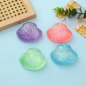 Glitter Filled Seashell Squishy Stress Relief Squeeze Toy Maltose Sensory Fidget Toy For Kids Adults Stress Relief Gift